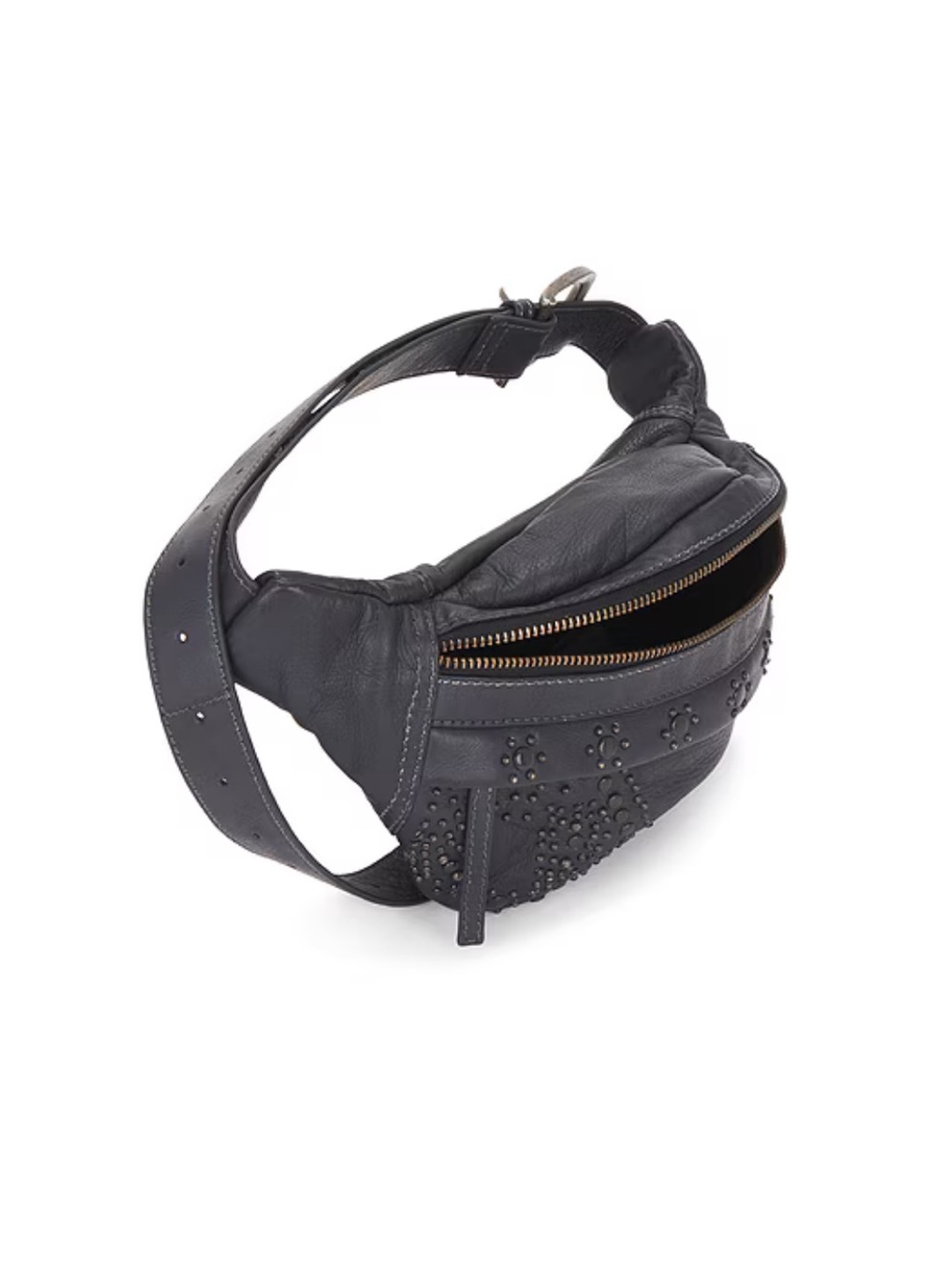 NWT Free People Black Studded Leather Crossbody Belt Bag - Picture 3 of 5